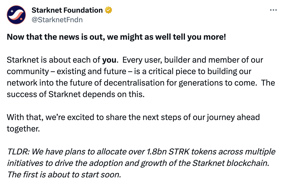 Starknet Foundation Starknet Airdrop STRK