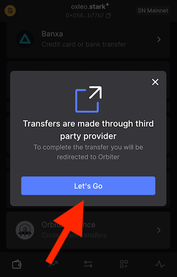 Step 3: Bridging Crypto to Starknet with Orbiter